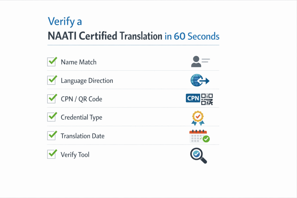 Checklist for verifying a NAATI certified translation before submission
