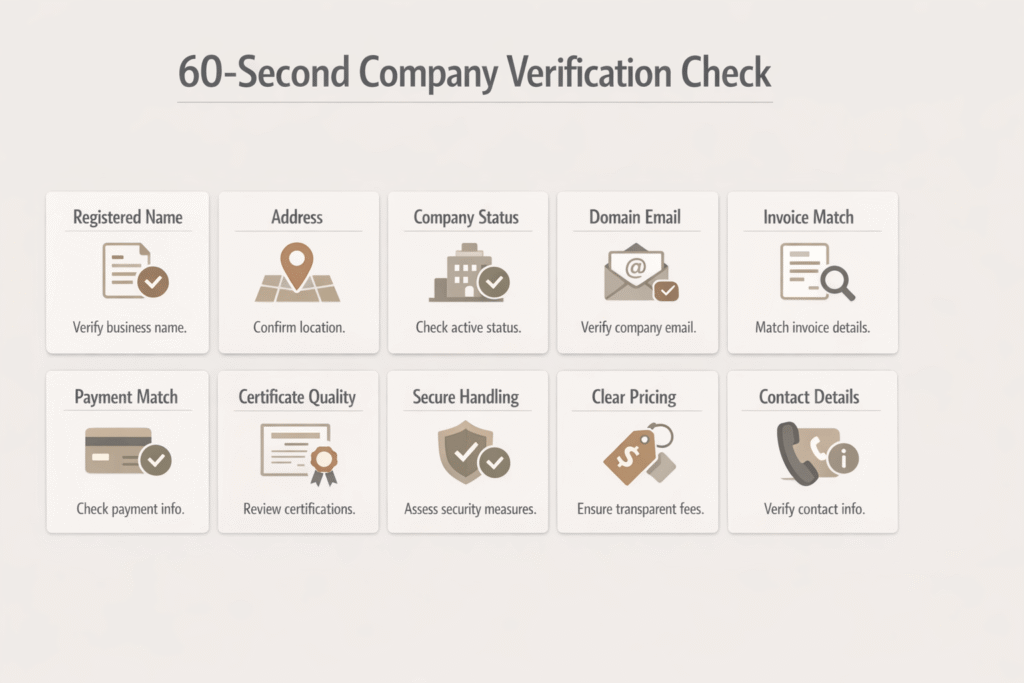 Checklist of quick checks to verify a certified translation company