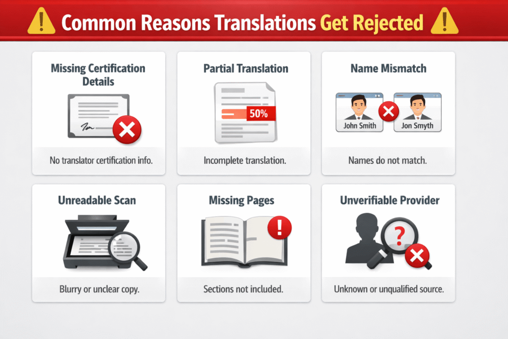 Common reasons certified translations are delayed or rejected by UK authorities