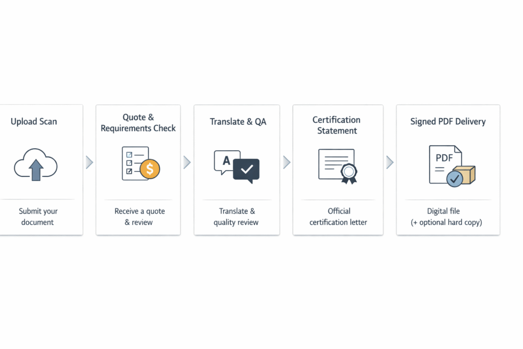 Five-step process for ordering a certified translation for UK authorities