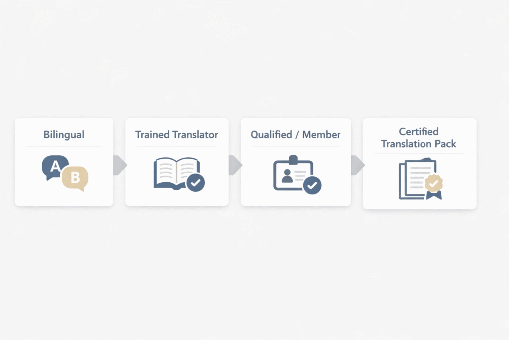 Flowchart showing the pathway to become a certified translator in the UK