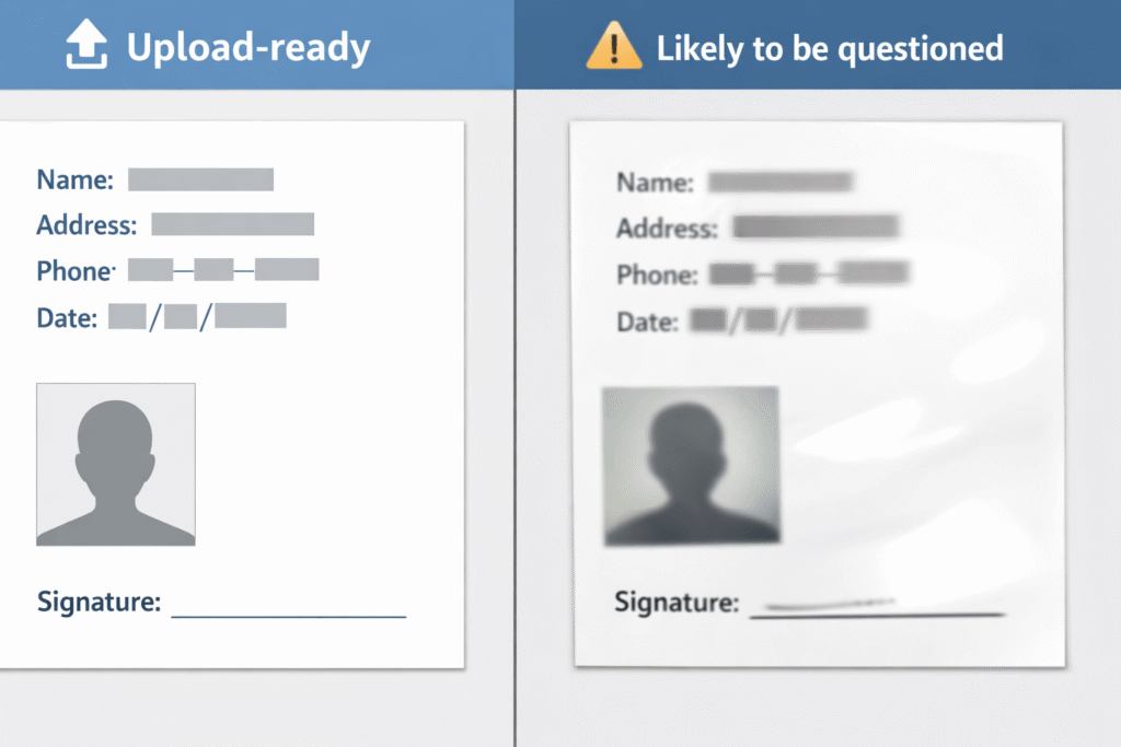 Good vs bad document scan examples for translation orders