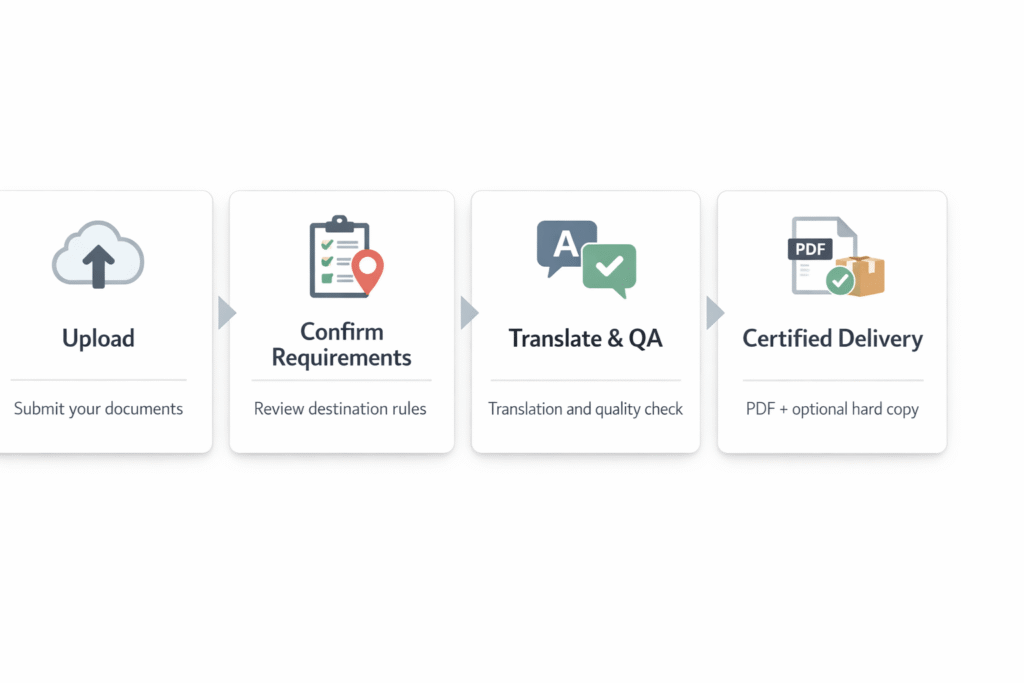 Step-by-step process for ordering a certified translation online