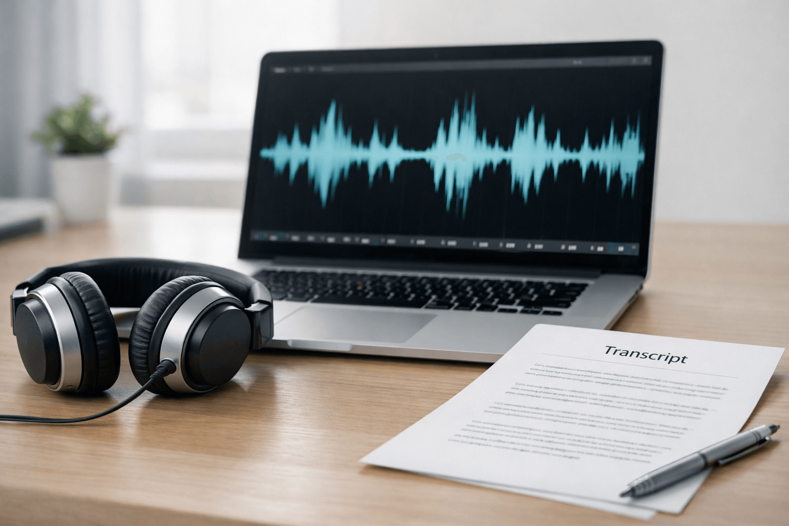 Audio recording being converted into a written transcript
