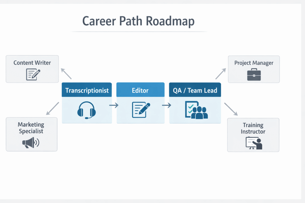 Career paths in medical transcription from entry-level to advanced roles