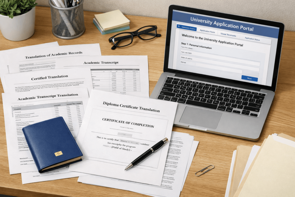 Academic certificate translation prepared for UK university entry and admissions review