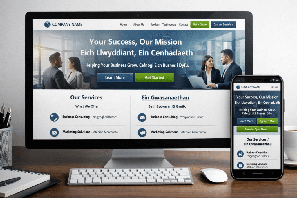 Bilingual website supported by professional Welsh translation services