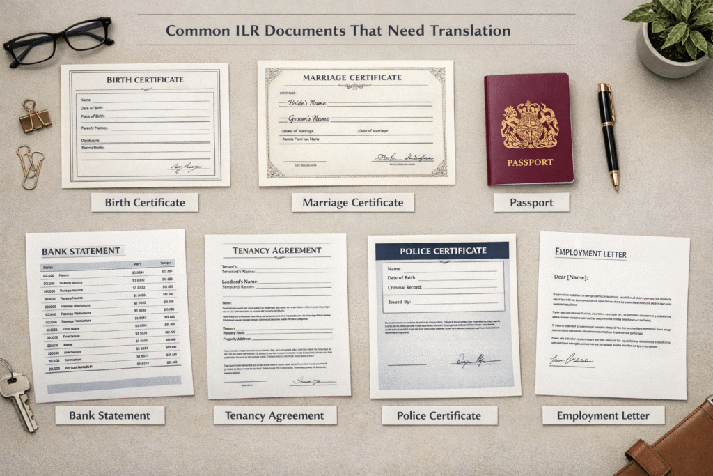 Common documents that often need translation for ILR applications