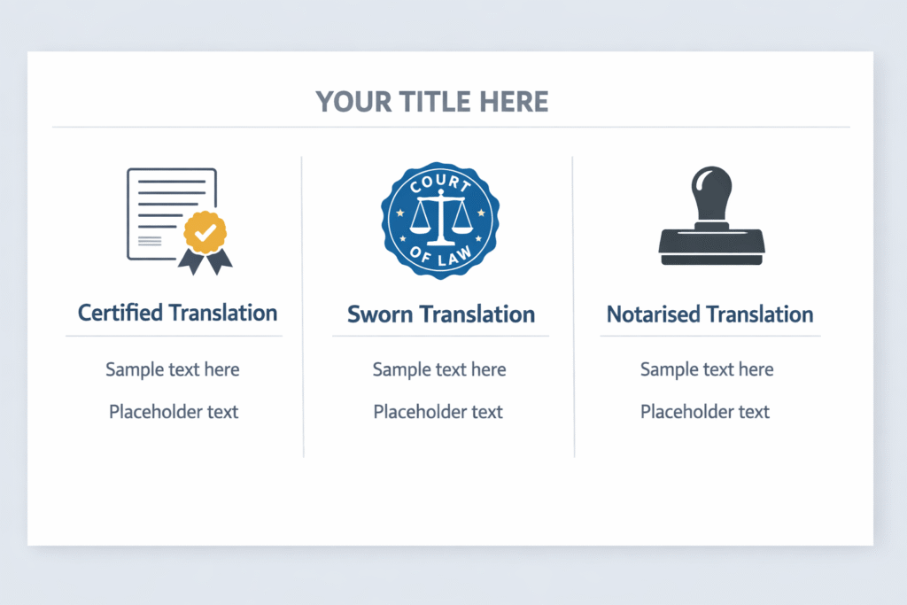 Comparison of certified, sworn, and notarised document translation services