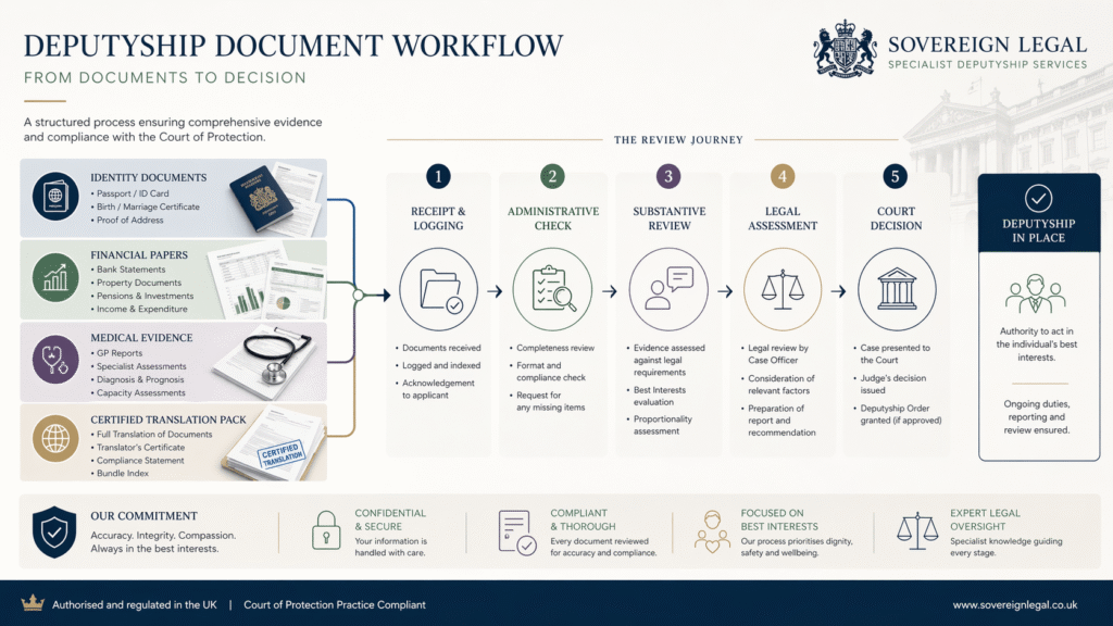 Deputyship documents translation workflow for Court of Protection applications