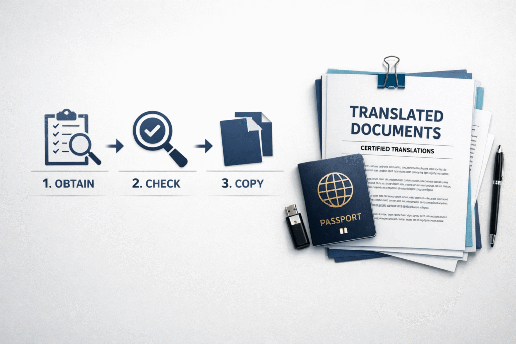 Employer right to work check process with certified translation support for foreign documents