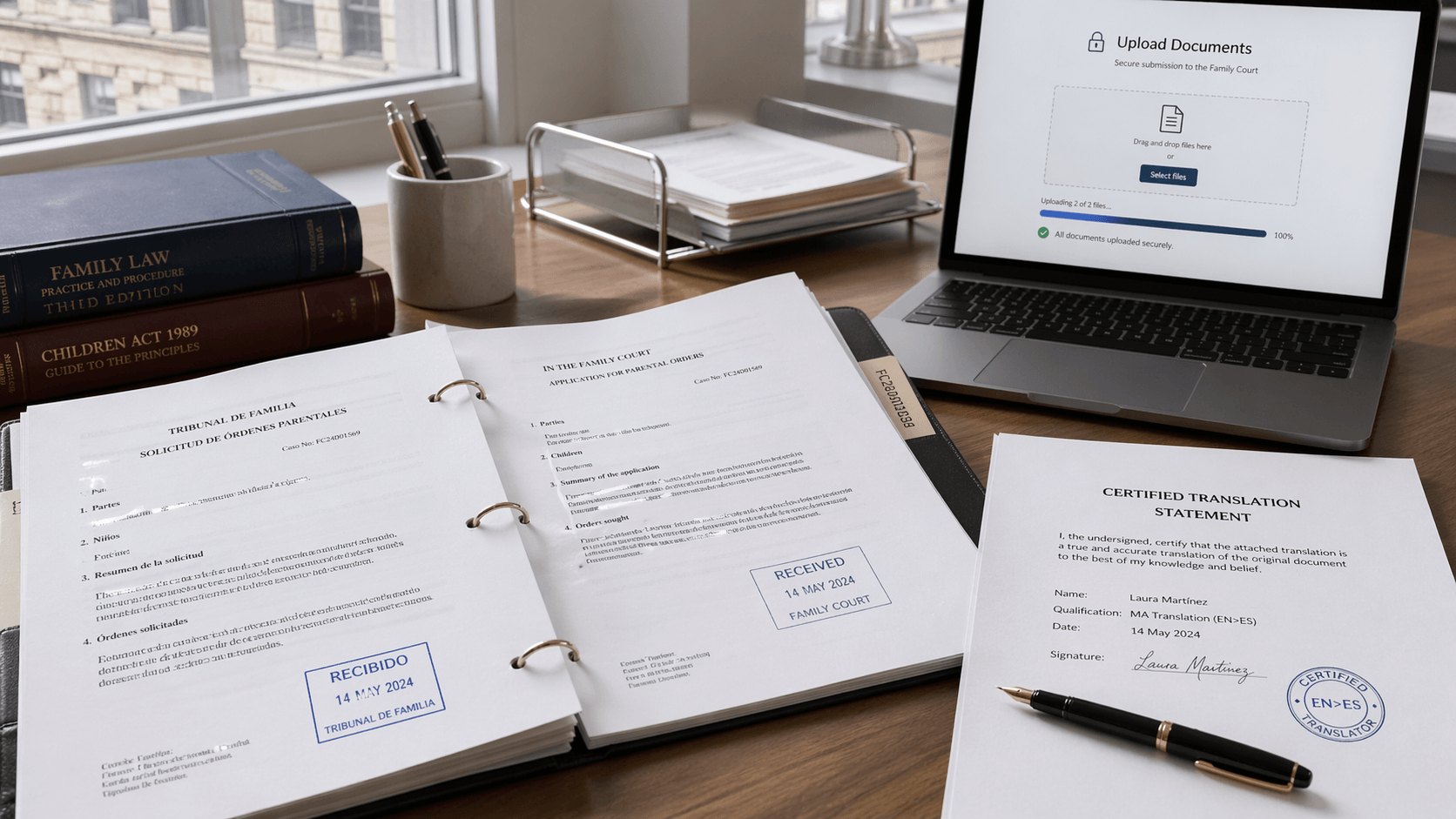 Family court document translation bundle prepared for UK proceedings