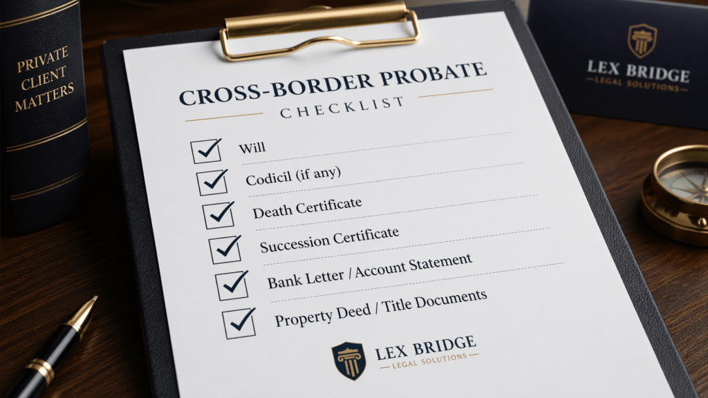 Grant of probate support docs checklist for translated foreign estate papers