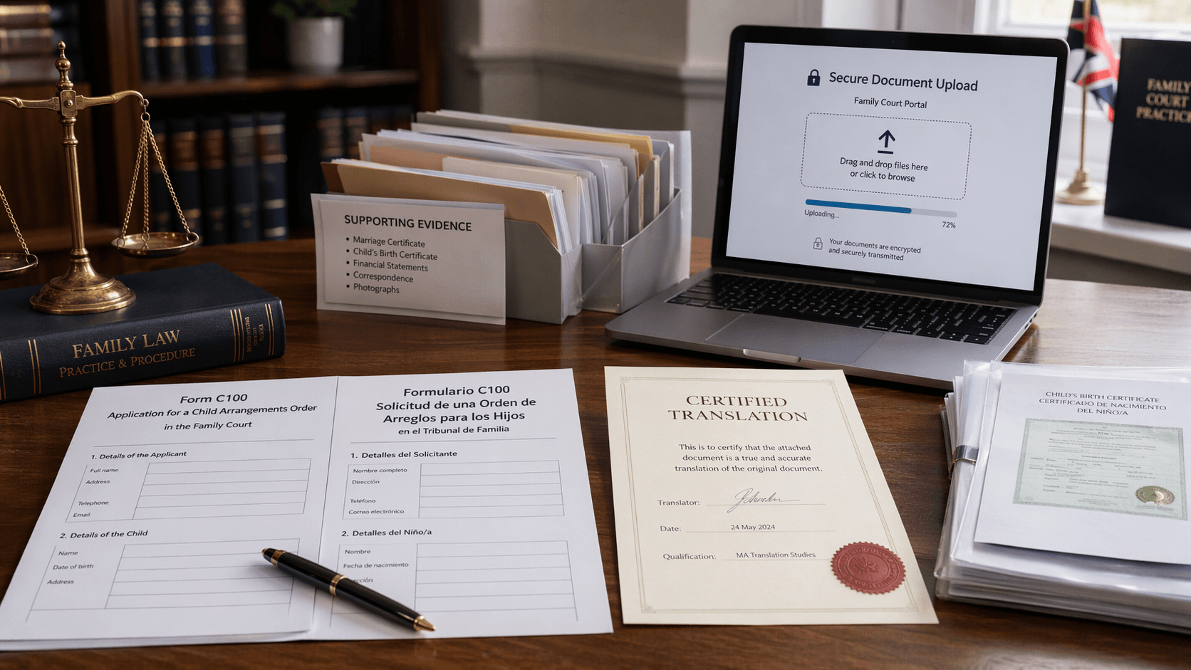 HMCTS form translation pack with court forms and certified translation documents