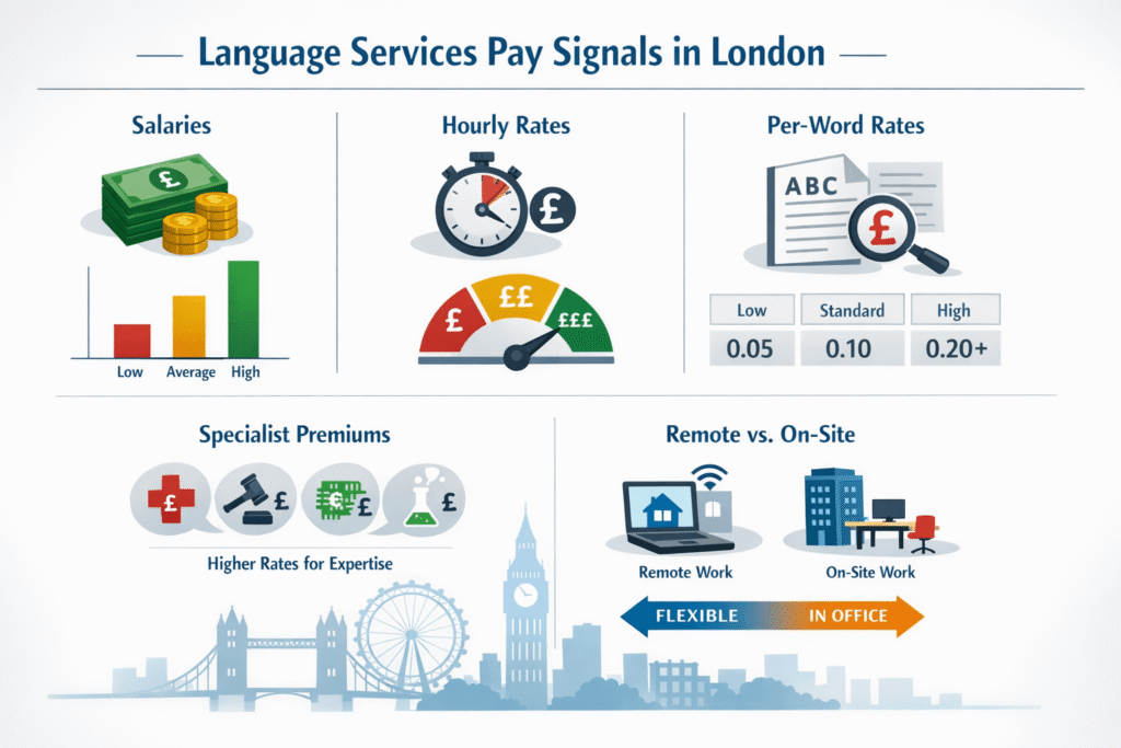 Pay signals for translation and interpreting jobs in London