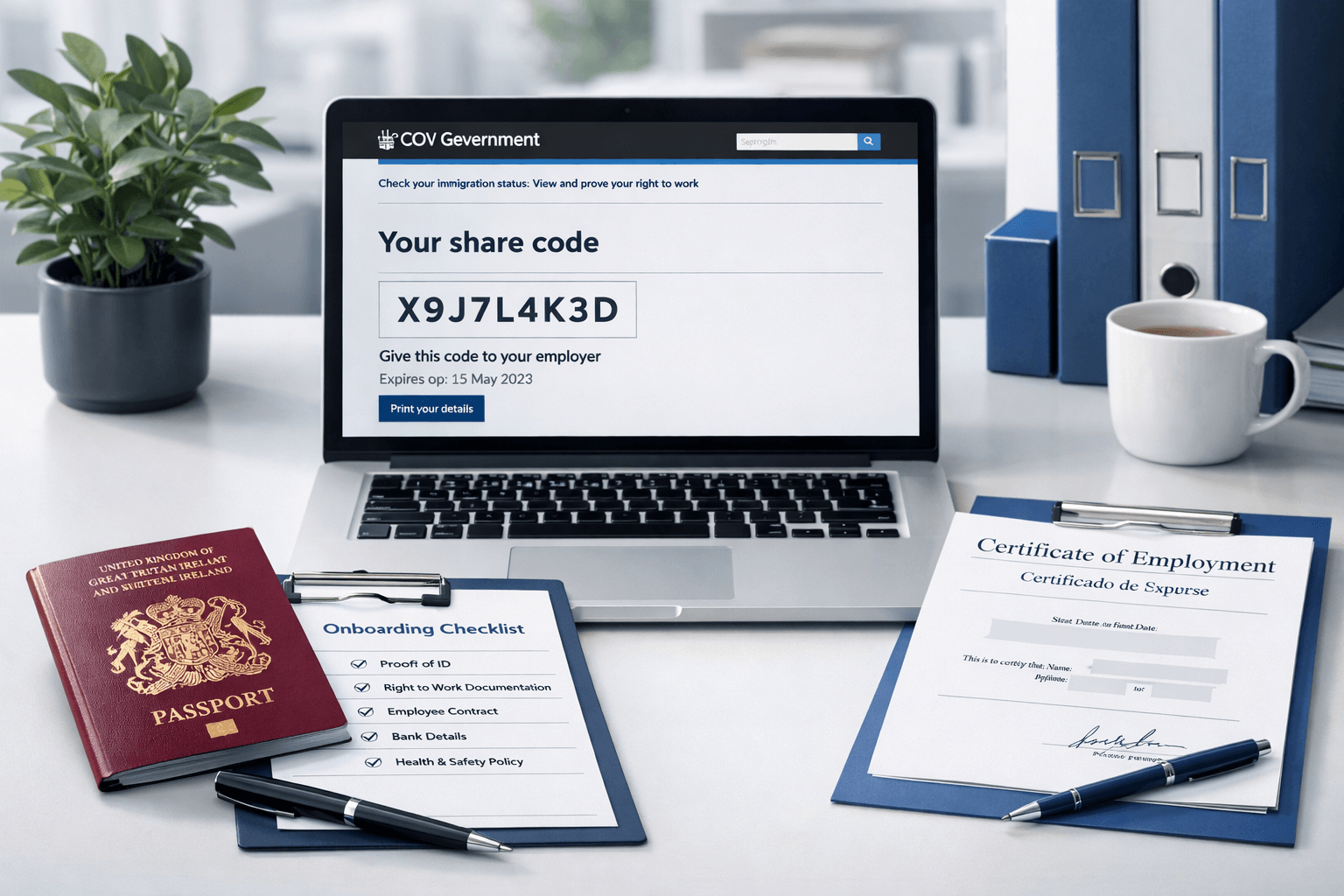 Right to work document translation UK workflow for employers reviewing foreign language onboarding documents