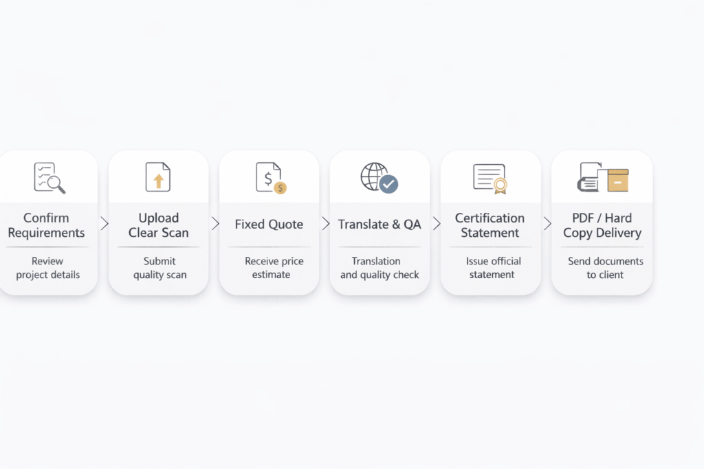 Step by step process for getting a certified birth certificate translation in the UK