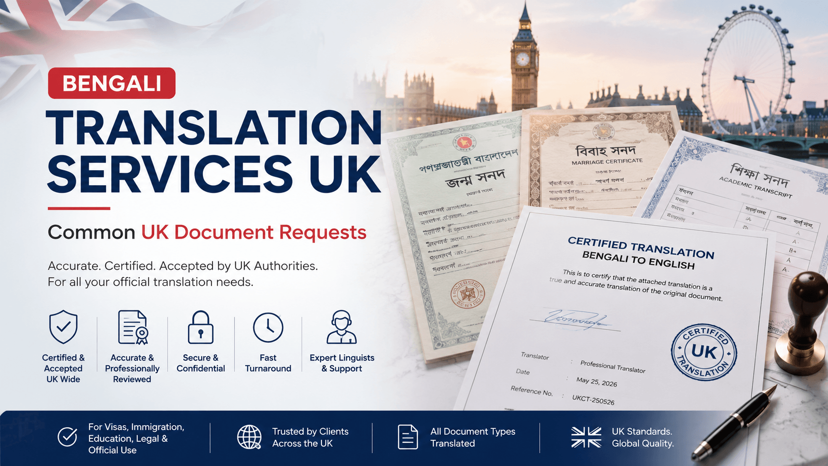 Bengali Translation Services UK: Common UK Document Requests