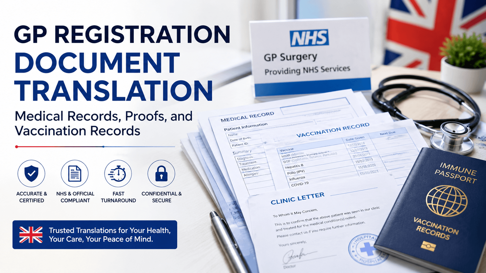 GP Registration: Translating Medical Records and Proofs