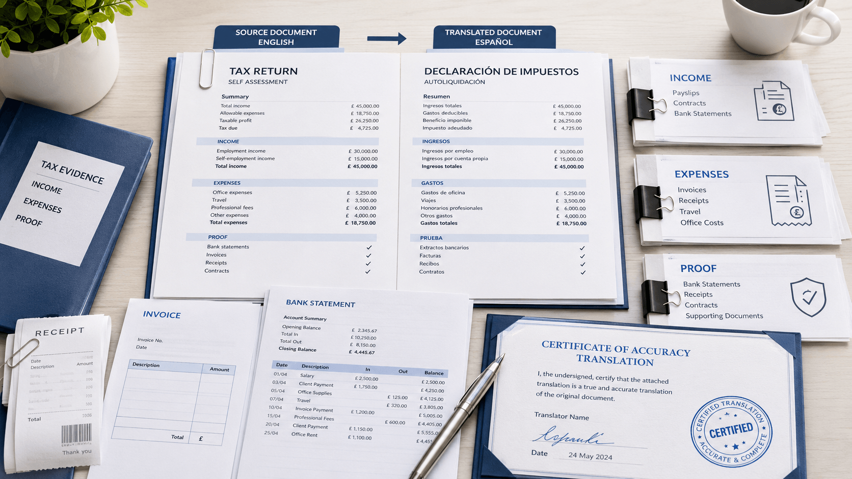 Self Assessment Evidence: Translating Income, Expenses, and Proof