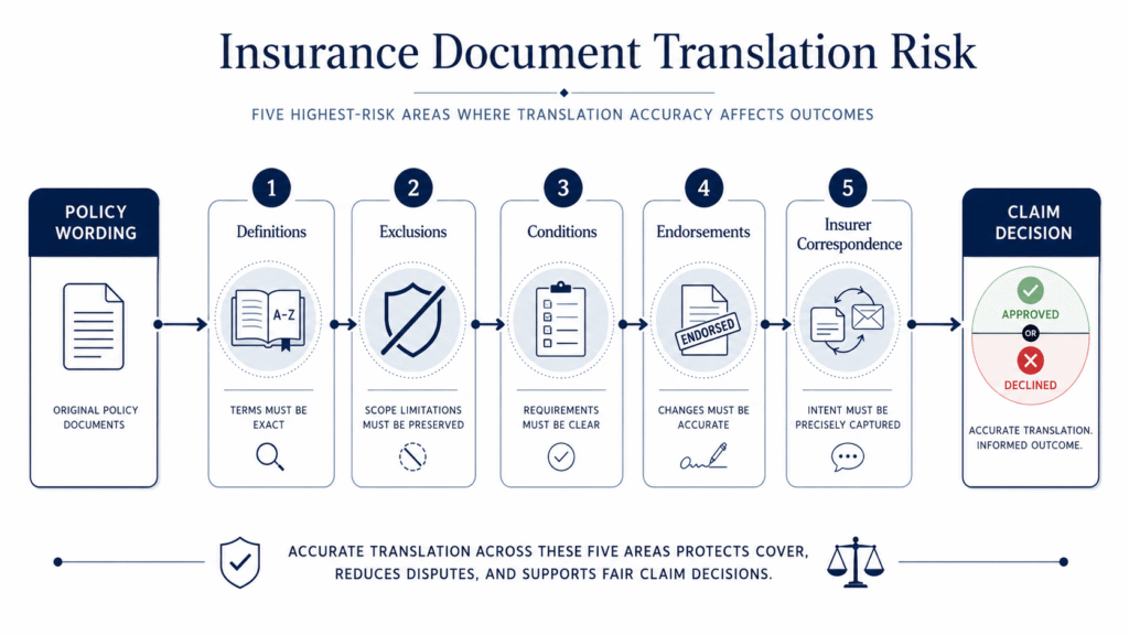 Five high risk areas in policy wording translation for insurance claims