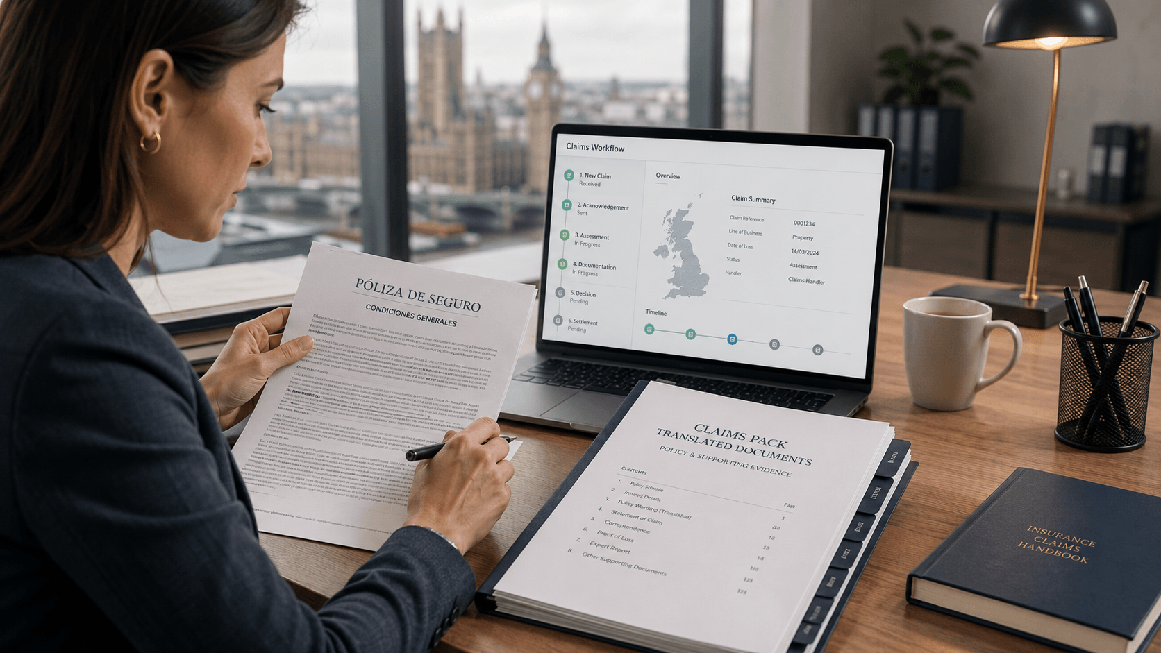 Insurance policy translation UK claims pack with policy wording and English certified translation